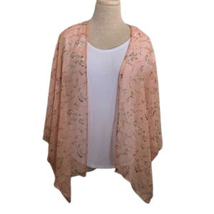Icing Light‎ Pink Floral Sheer Kimono One Size Cover Up